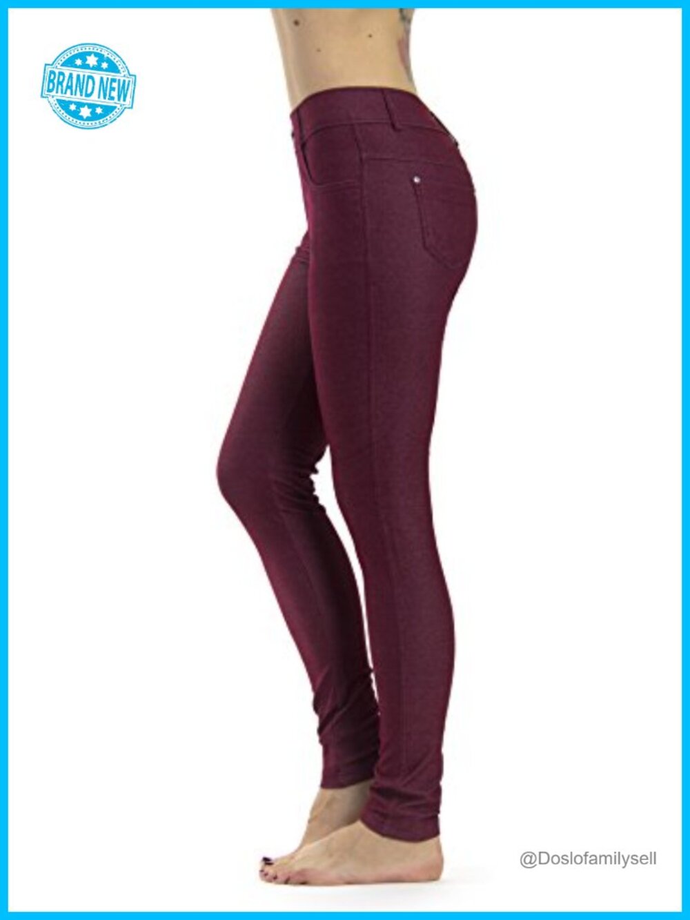 Women's Jean Look Jeggings Tummy Control Slim Fit Capri Length